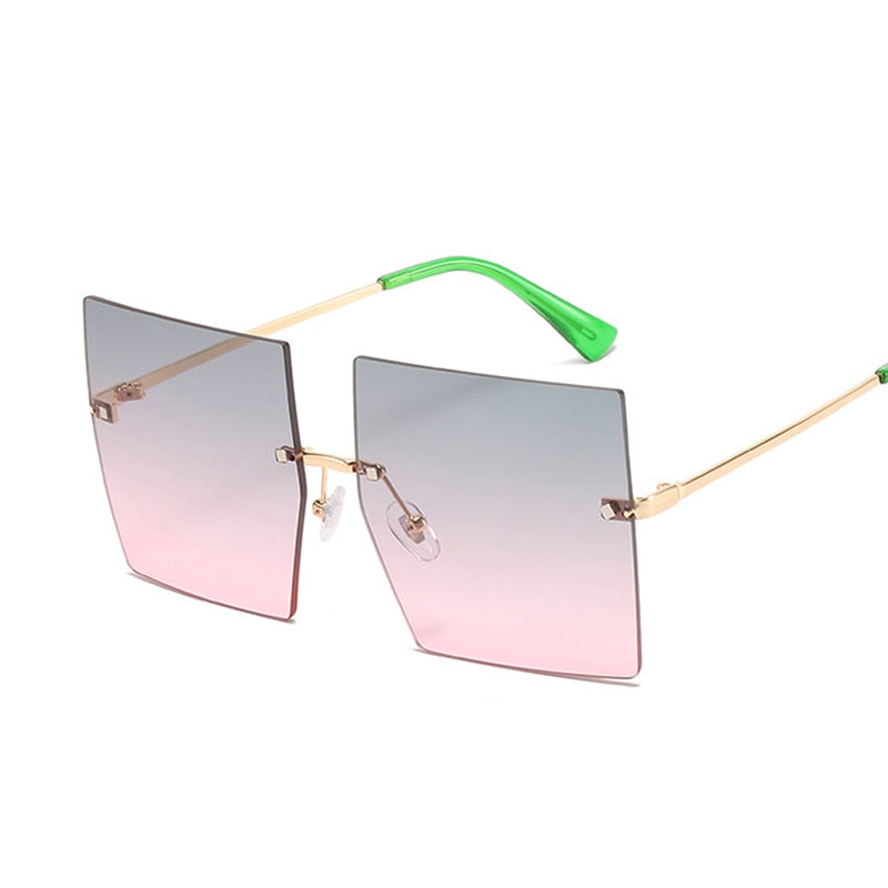 Oversized Rimless Square Sunglasses - Square Sunglasses - NosCiBe