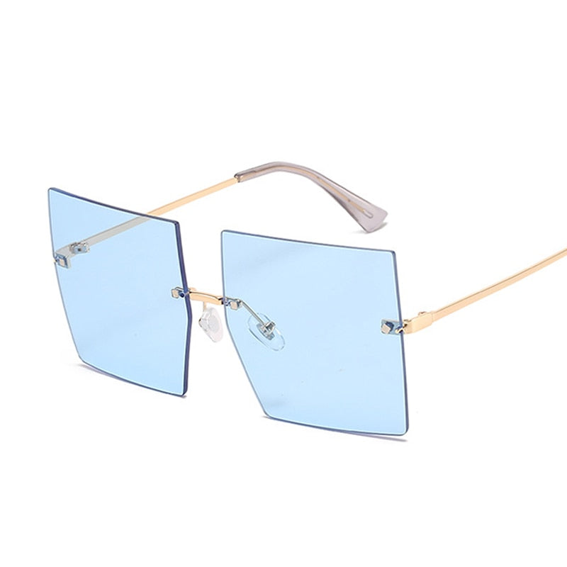 Oversized Rimless Square Sunglasses - Square Sunglasses - NosCiBe