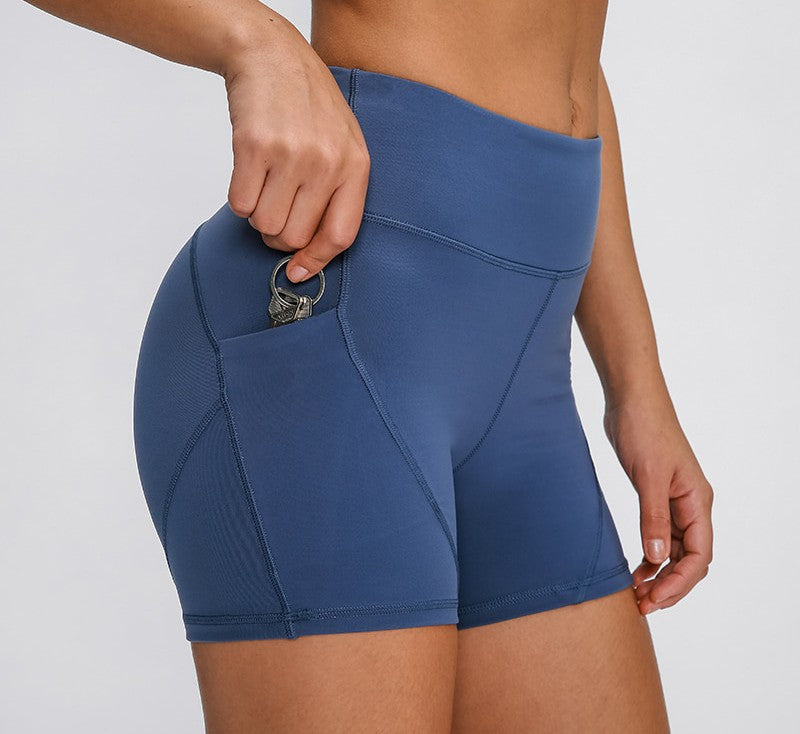 Shinbene anti-sweat plain sport athletic shorts women with two side pocket