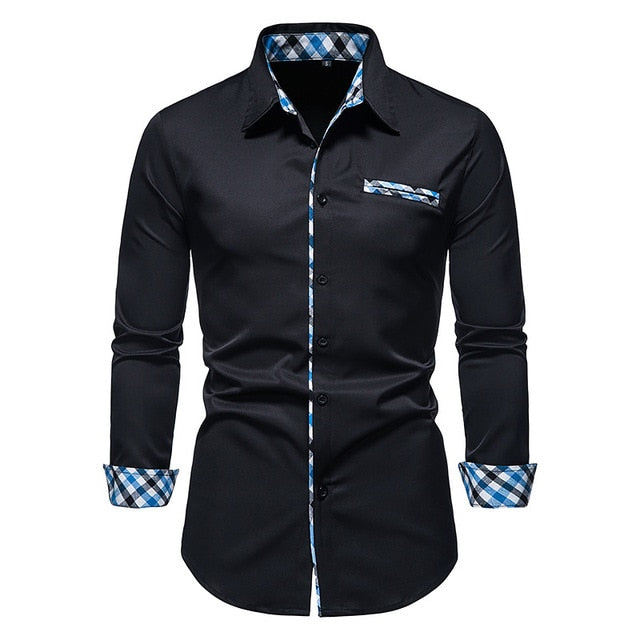 Plaid Patchwork Formal Shirts for Men - Shirts - NosCiBe