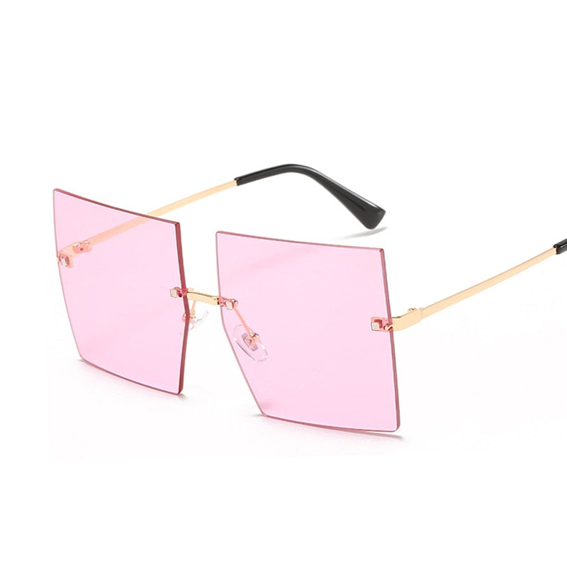 Oversized Rimless Square Sunglasses - Square Sunglasses - NosCiBe