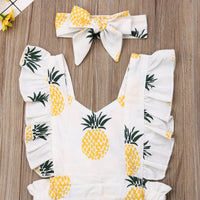 Thumbnail for Emmababy Newborn Baby Girl Clothes Sleevless Ruffle Pineapple Print Romper Jumpsuit Headband 2Pcs Outfits Clothes Summer - Jumpsuit - NosCiBe