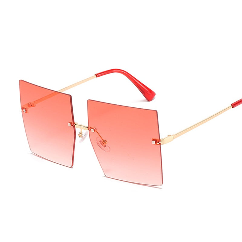 Oversized Rimless Square Sunglasses - Square Sunglasses - NosCiBe