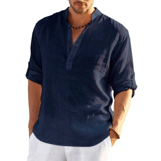 Men's Linen Long Sleeve Shirt - Linen Shirt - NosCiBe