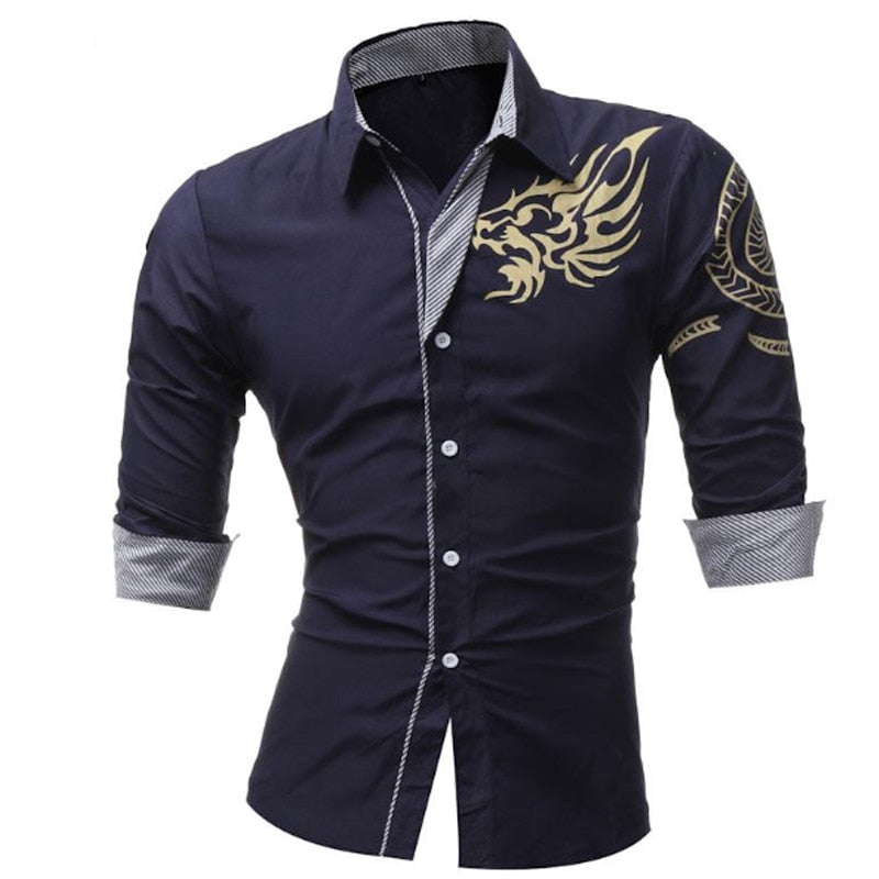 Men'S Long-Sleeved Dress Shirt Dragons - Dress Shirt Dragons - NosCiBe