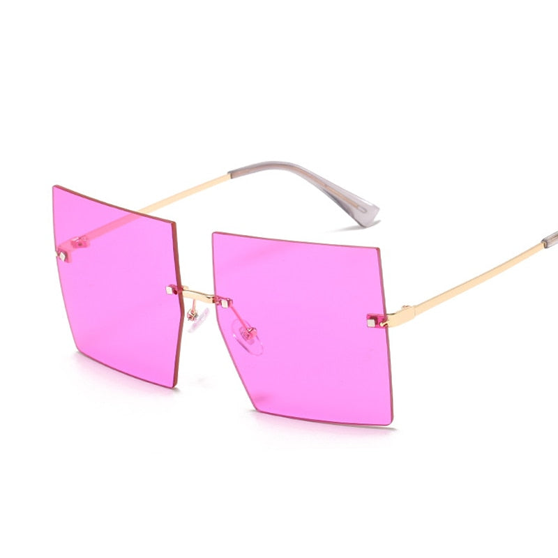 Oversized Rimless Square Sunglasses - Square Sunglasses - NosCiBe