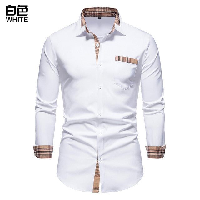 Plaid Patchwork Formal Shirts for Men - Shirts - NosCiBe