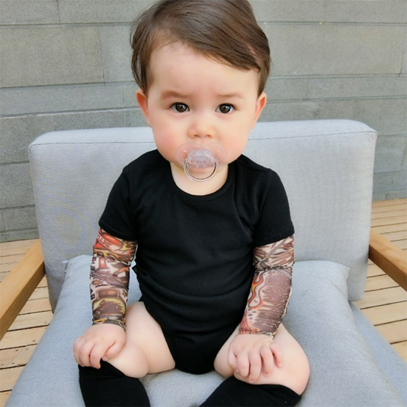 Baby Boys Romper Long Sleeve Tattoo Print - Romper - NosCiBe