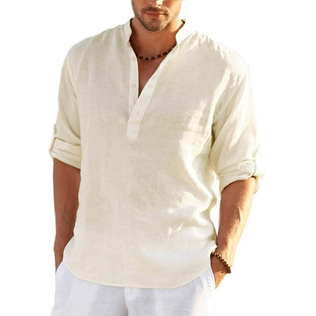 Men's Linen Long Sleeve Shirt - Linen Shirt - NosCiBe