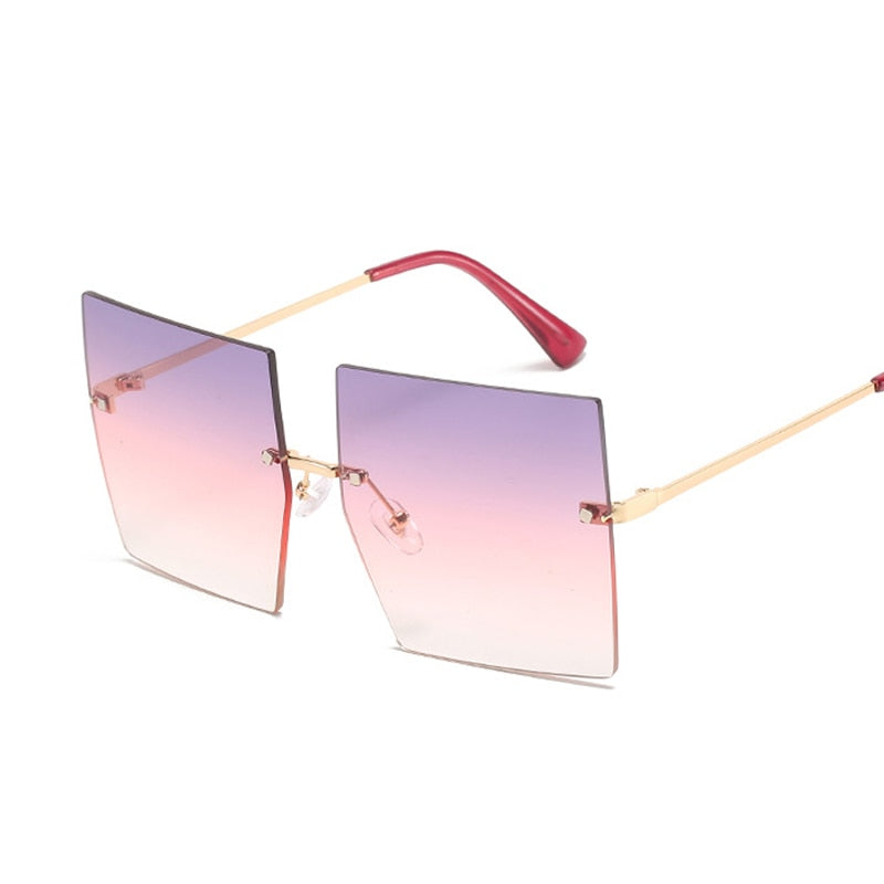 Oversized Rimless Square Sunglasses - Square Sunglasses - NosCiBe