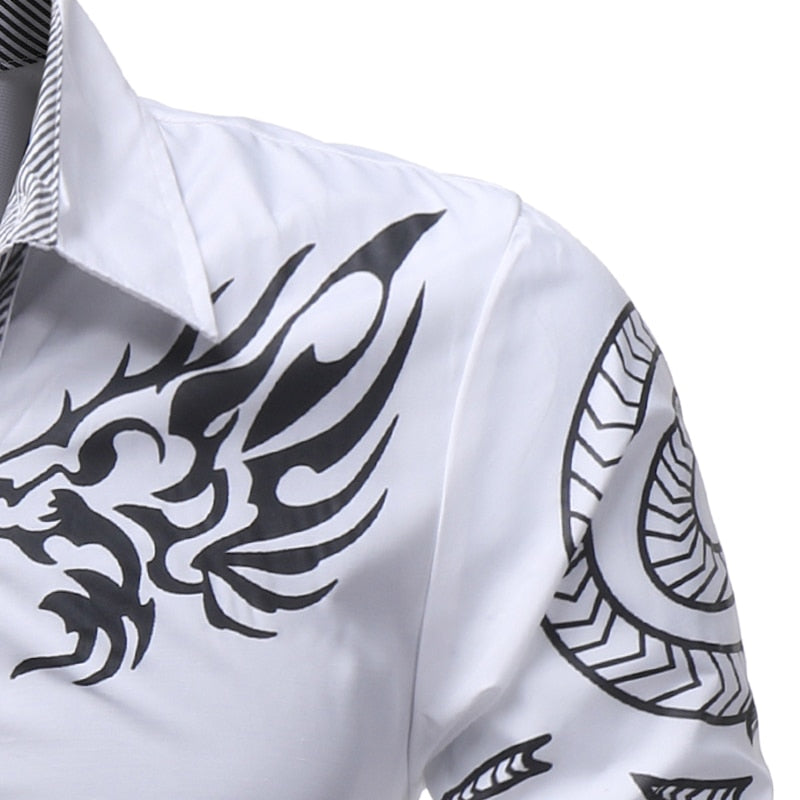 Men'S Long-Sleeved Dress Shirt Dragons - Dress Shirt Dragons - NosCiBe
