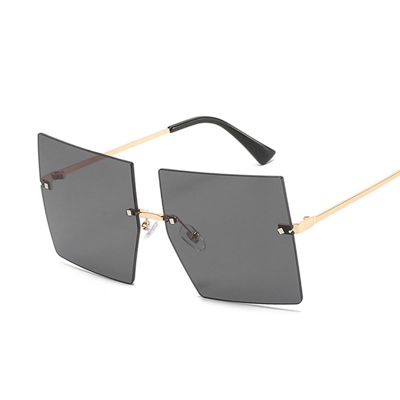 Oversized Rimless Square Sunglasses - Square Sunglasses - NosCiBe