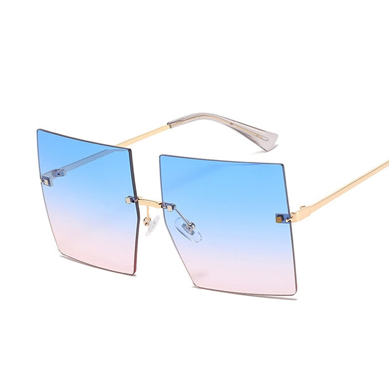 Oversized Rimless Square Sunglasses - Square Sunglasses - NosCiBe