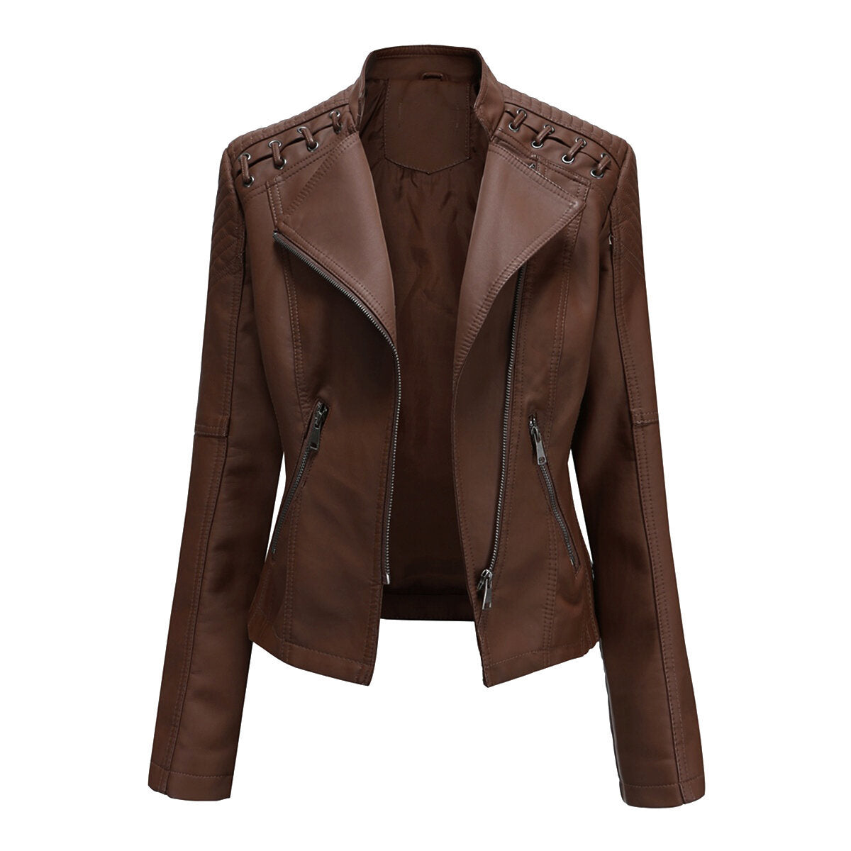 Womens Faux Leather Motorcycle Jacket