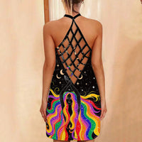 Thumbnail for Women's Printed Sexy Hollow Halter Slim Dress