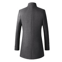 Thumbnail for Men's Slim Fit Stand Collar Autumn Wool Overcoat
