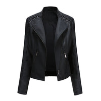 Thumbnail for Womens Faux Leather Motorcycle Jacket