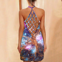 Thumbnail for Women's Printed Sexy Hollow Halter Slim Dress