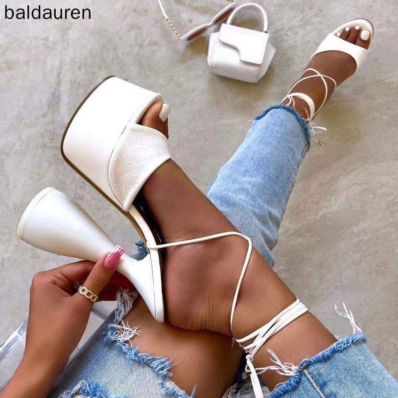 Baldauren Women Sandals High Heels Open Toe Lace Up Ankle Strap Plarform