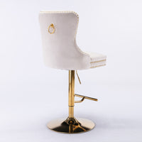 Thumbnail for A&A Furniture Thick Golden swivel velvet barstools adjusatble