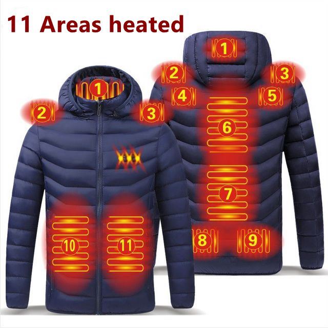 11 Areas Heated Jacket USB Winter Outdoor,  Sprots Thermal Coat