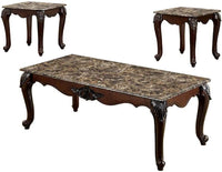 Thumbnail for Formal Traditional 3pcs Table set Occasional Furniture  Faux Marble Top Intricate Design