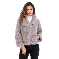 Thumbnail for Women's Coat Fashion Lapel Faux Shearling Shaggy Oversized Coat Jacket Warm Winter