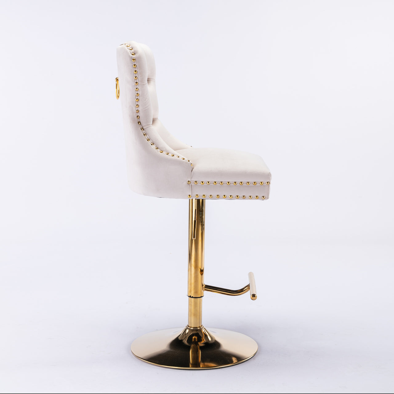 A&A Furniture Thick Golden swivel velvet barstools adjusatble