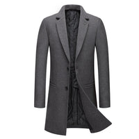 Thumbnail for Men's Long Trench Woolen Coat Notch Lapel Overcoat