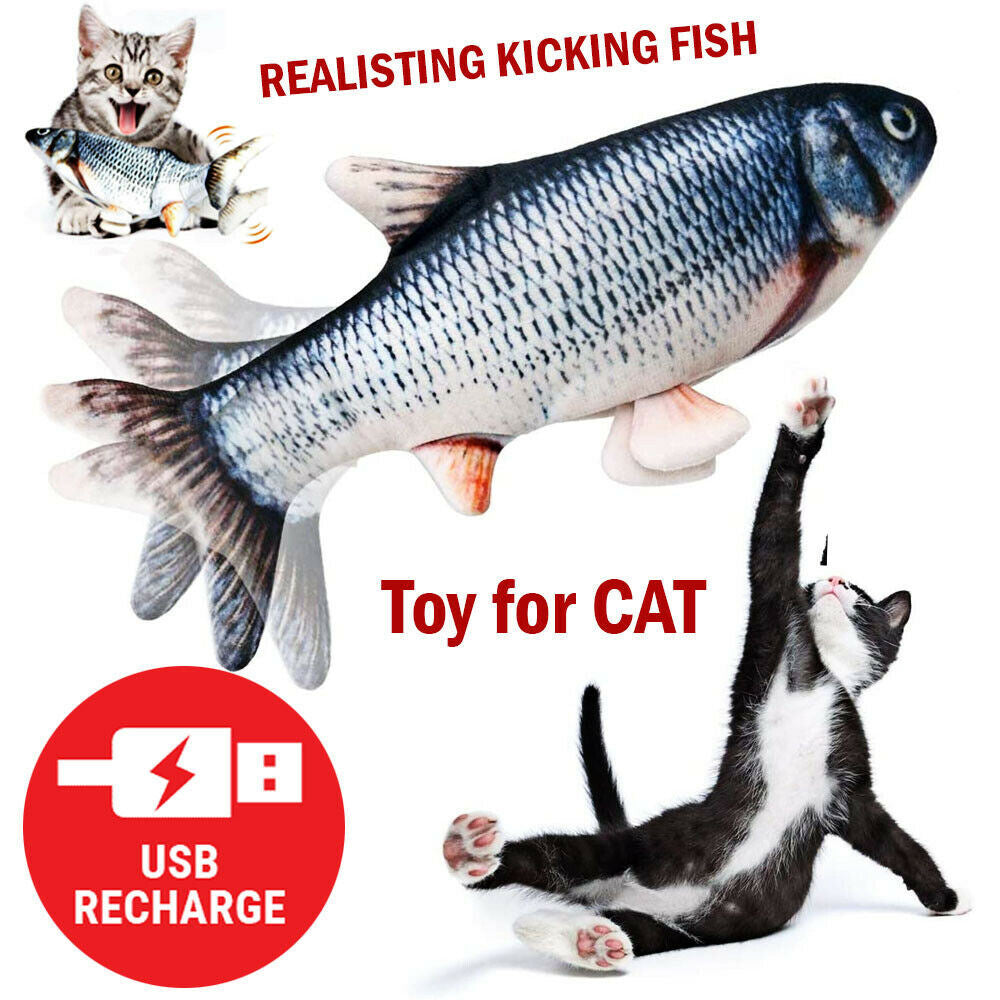 Electric Fish Cat Toy Realistic Interactive Kicker Jumping Dancing Kitten Toys - NosCiBe