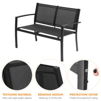 Thumbnail for 4 Pieces patio furniture set outdoor garden patio conversation sets poolside lawn chairs with glass coffee table porch furniture (black)
