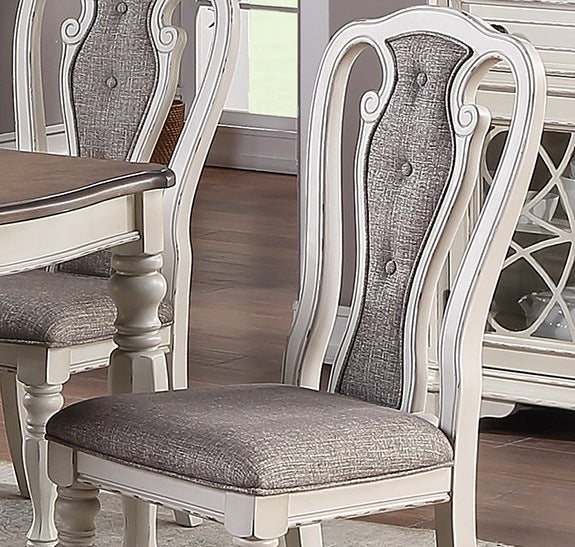 Set of 2 Dining Chairs Grey Upholstered Tufted unique Design Chairs Back Cushion Seat Dining Room