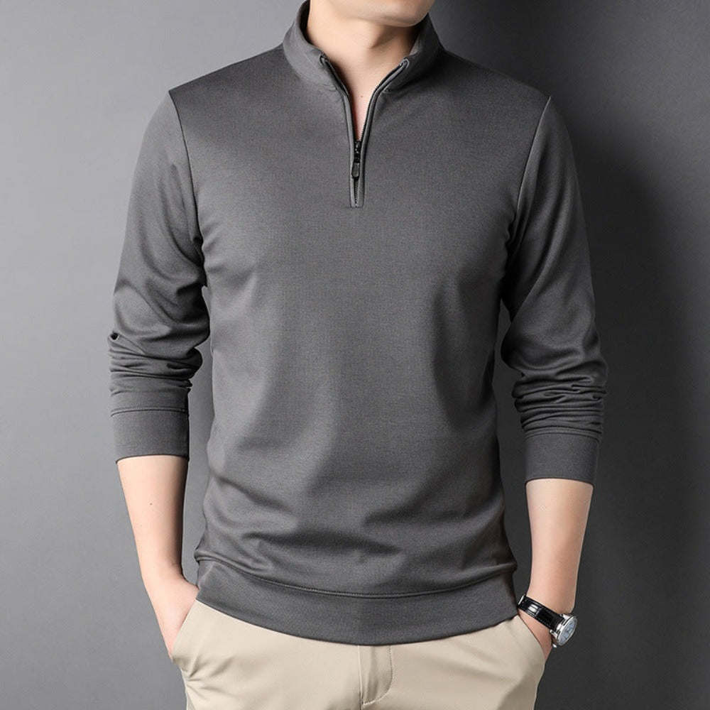 Mens Casual Stand Collar Long Sleeve Top - Casual - NosCiBe