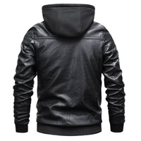 Thumbnail for Men's Classic Hooded Loose Casual Leather Jacket