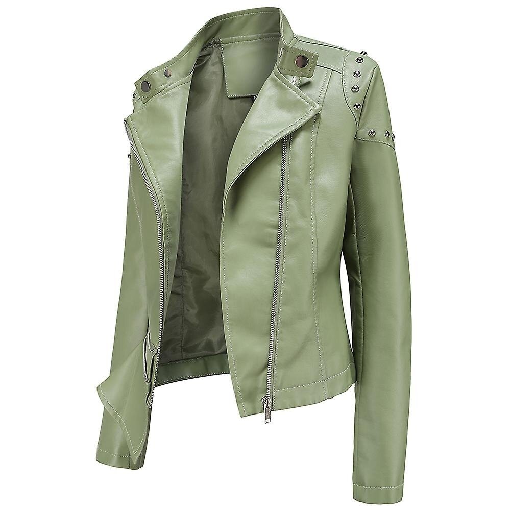 Women's Slim Fit Rivet Personality Leather Jacket