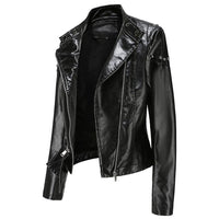 Thumbnail for Women's Slim Fit Rivet Personality Leather Jacket