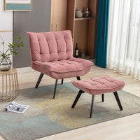 Thumbnail for Modern Soft Velvet Fabric Material Large Width Accent Chair With Ottoman Black Legs