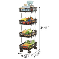 Thumbnail for 4 Tier Fruit Vegetable Basket for Kitchen, Storage Cart