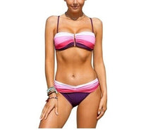 Thumbnail for Colorful Striped Bikini Split Swimsuit