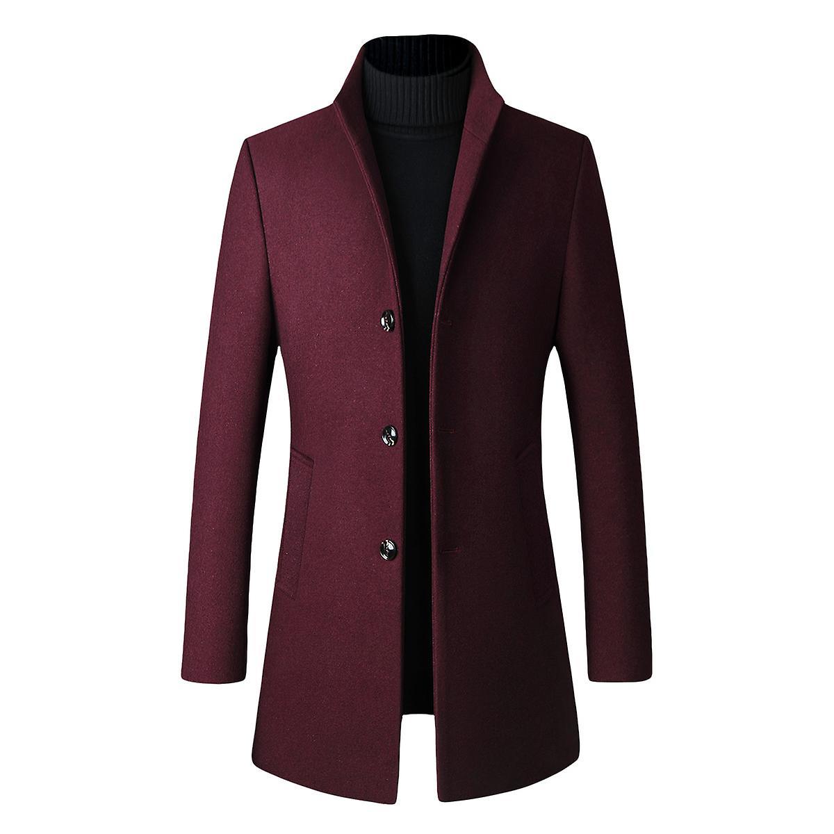 Men's Slim Fit Stand Collar Autumn Wool Overcoat