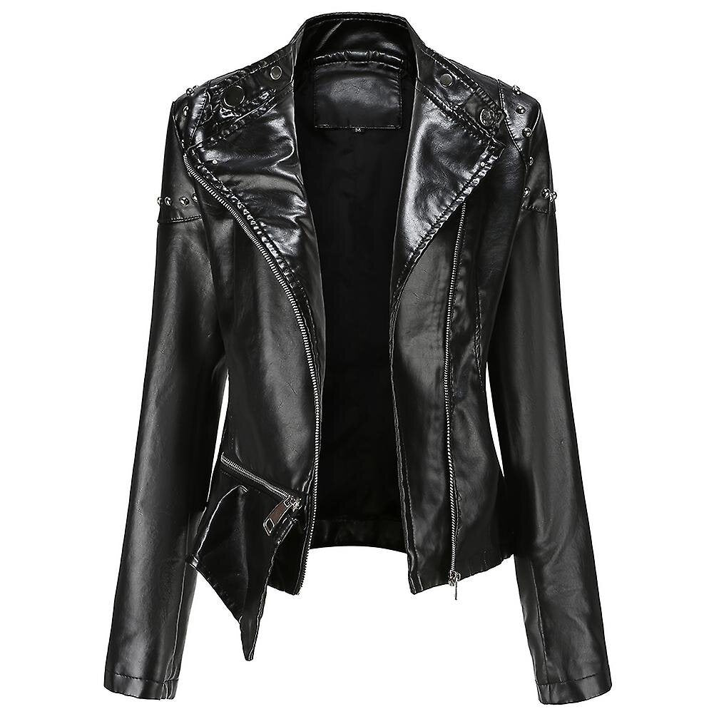 Women's Slim Fit Rivet Personality Leather Jacket