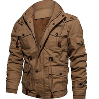 Thumbnail for Men Stand Collar Zipper Fleece Jacket Outwear