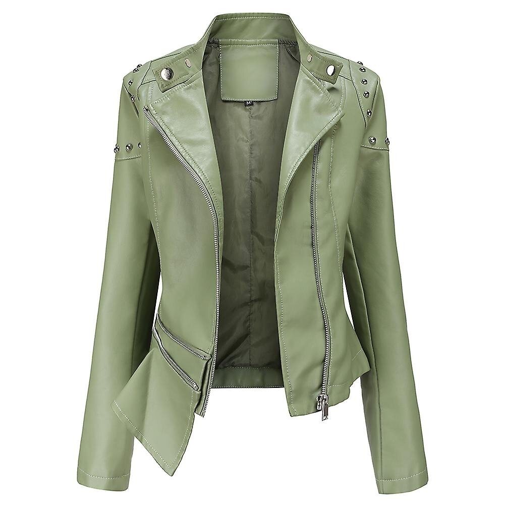 Women's Slim Fit Rivet Personality Leather Jacket