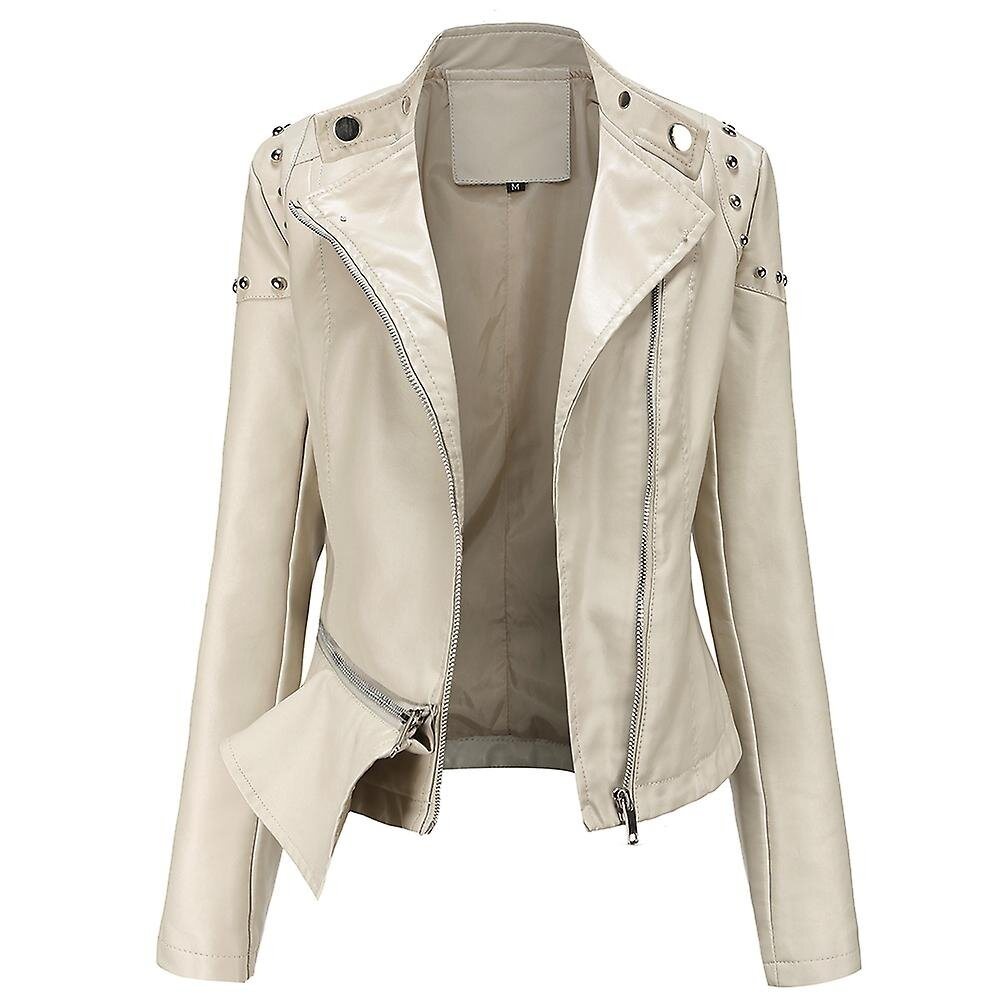 Women's Slim Fit Rivet Personality Leather Jacket