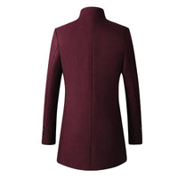 Thumbnail for Men's Slim Fit Stand Collar Autumn Wool Overcoat
