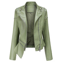 Thumbnail for Women's Slim Fit Rivet Personality Leather Jacket