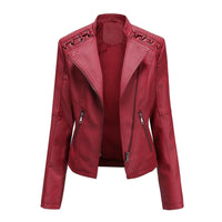 Thumbnail for Womens Faux Leather Motorcycle Jacket