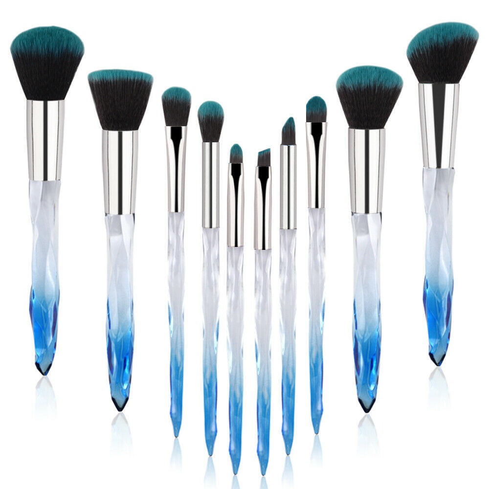 Professional makeup brush set of 10 pcs with crystal handle foundation brush - NosCiBe