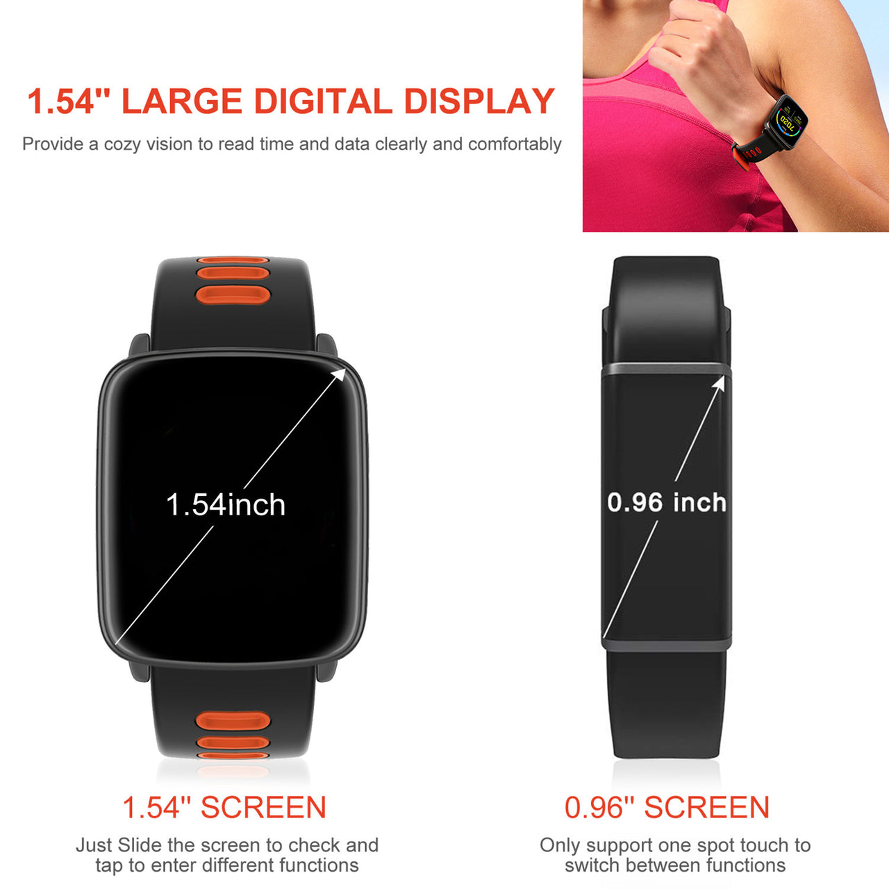Smart Watch Fitness Tracker 1.54'' Color Screen IP68 Waterproof Activity Tracker - NosCiBe