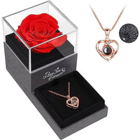 Thumbnail for Preserved Red Real Rose with I Love You Necklace Mothers Day Gifts
